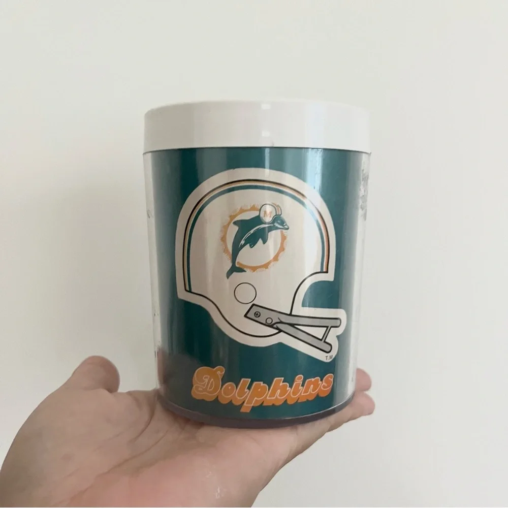 Vintage Thermo Serv NFL Miami Dolphins Plastic Cup Made in USA Collectible Mug
